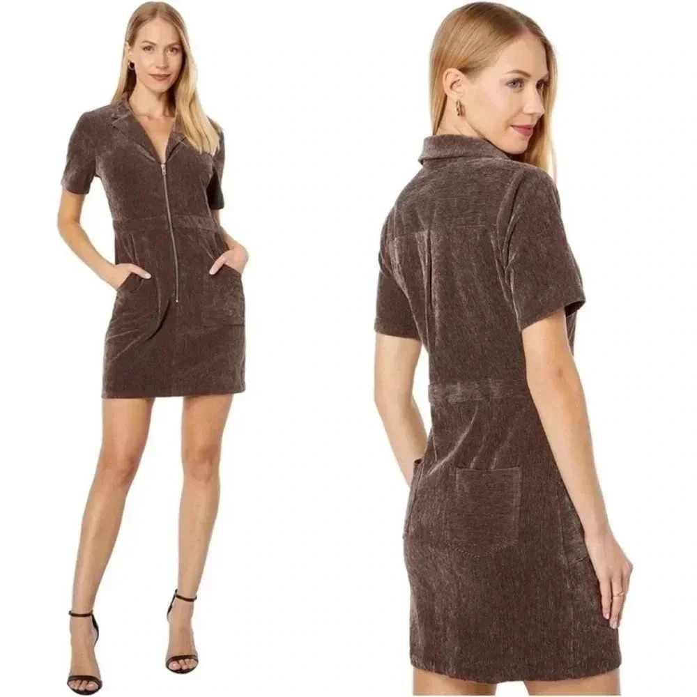 En saison brown corduroy mini dress